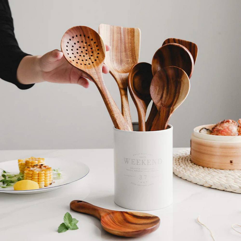 Elegant Acacia Utensil Collection for Effortless Cooking