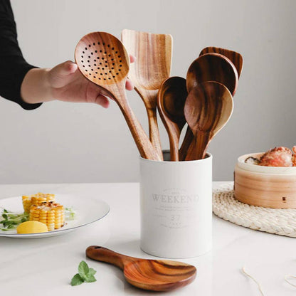 Elegant Acacia Utensil Collection for Effortless Cooking
