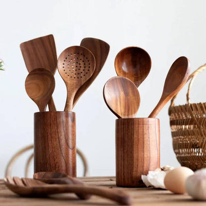 Elegant Acacia Utensil Collection for Effortless Cooking