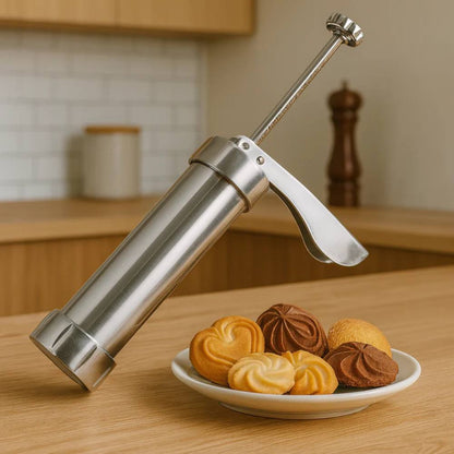 Aluminum Cookie & Pastry Shaper with 20 Design Discs & 4 Tips