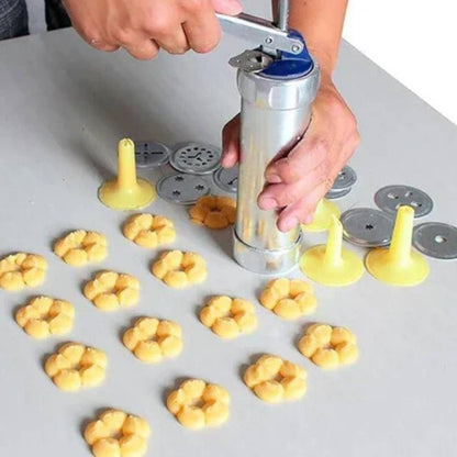 Aluminum Cookie & Pastry Shaper with 20 Design Discs & 4 Tips