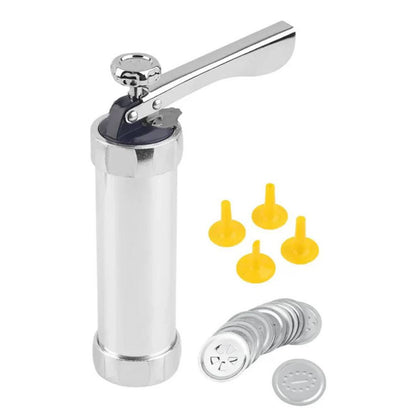 Aluminum Cookie & Pastry Shaper with 20 Design Discs & 4 Tips