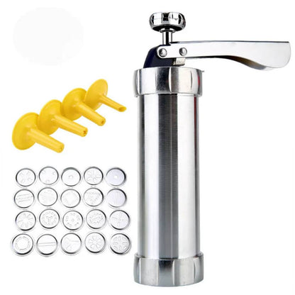 Aluminum Cookie & Pastry Shaper with 20 Design Discs & 4 Tips