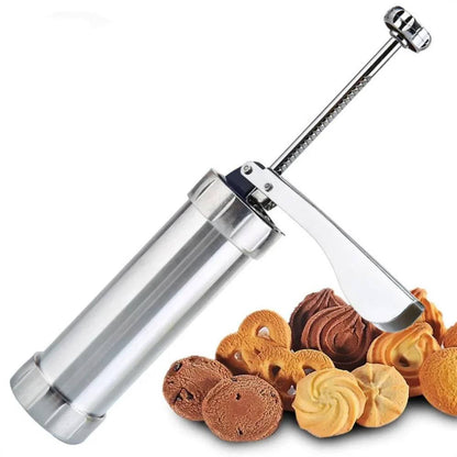 Aluminum Cookie & Pastry Shaper with 20 Design Discs & 4 Tips