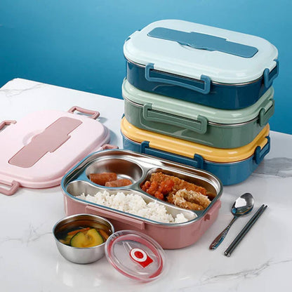 Smart Thermal Meal Container with Steel Compartments and Spill Resistance