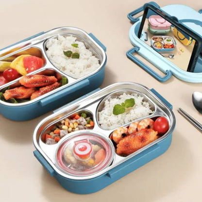 Smart Thermal Meal Container with Steel Compartments and Spill Resistance