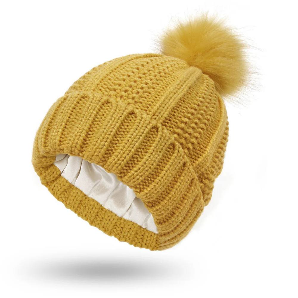 Silk-Lined Winter Beanie for Smooth, Frizz-Free Hair