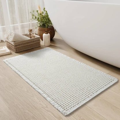 Quick-Dry Non-Slip Bath Rug with Chic Tassels, Machine Washable