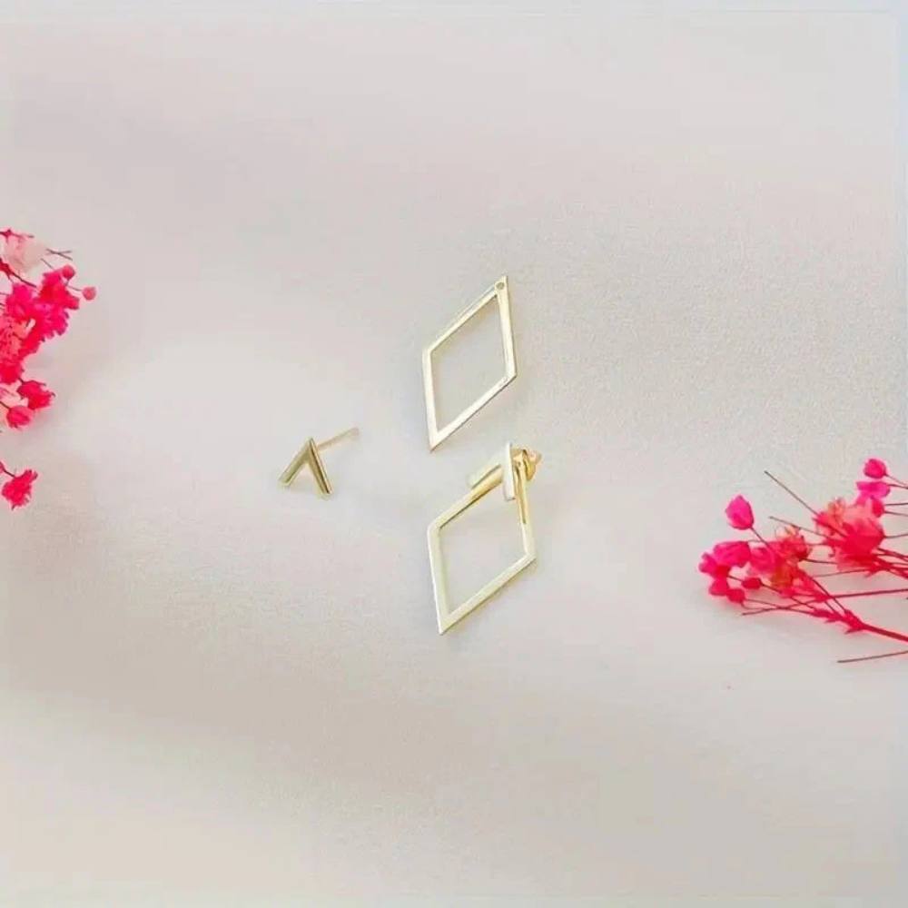 Sleek Geometric Earrings in Gold or Silver Finish
