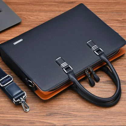 Elegant Leather Briefcase for 14-15 Inch Laptops with Adjustable Strap