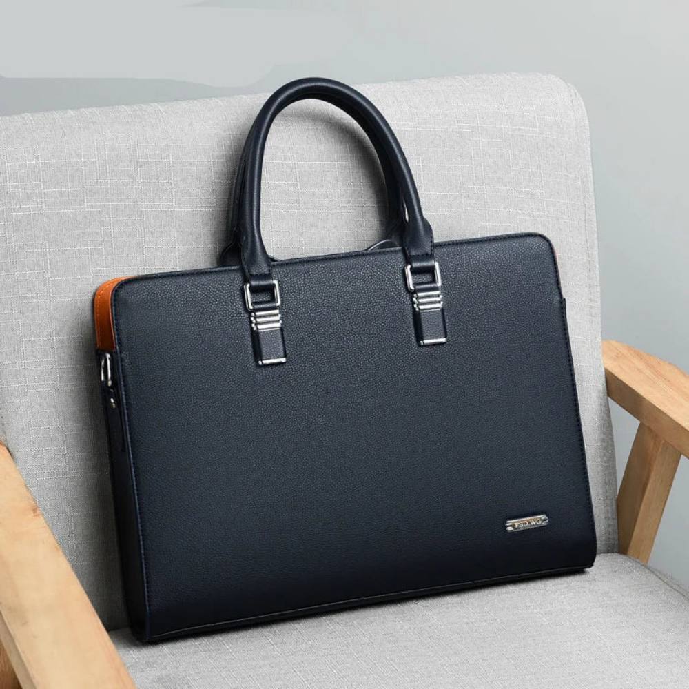 Elegant Leather Briefcase for 14-15 Inch Laptops with Adjustable Strap