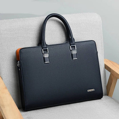 Elegant Leather Briefcase for 14-15 Inch Laptops with Adjustable Strap