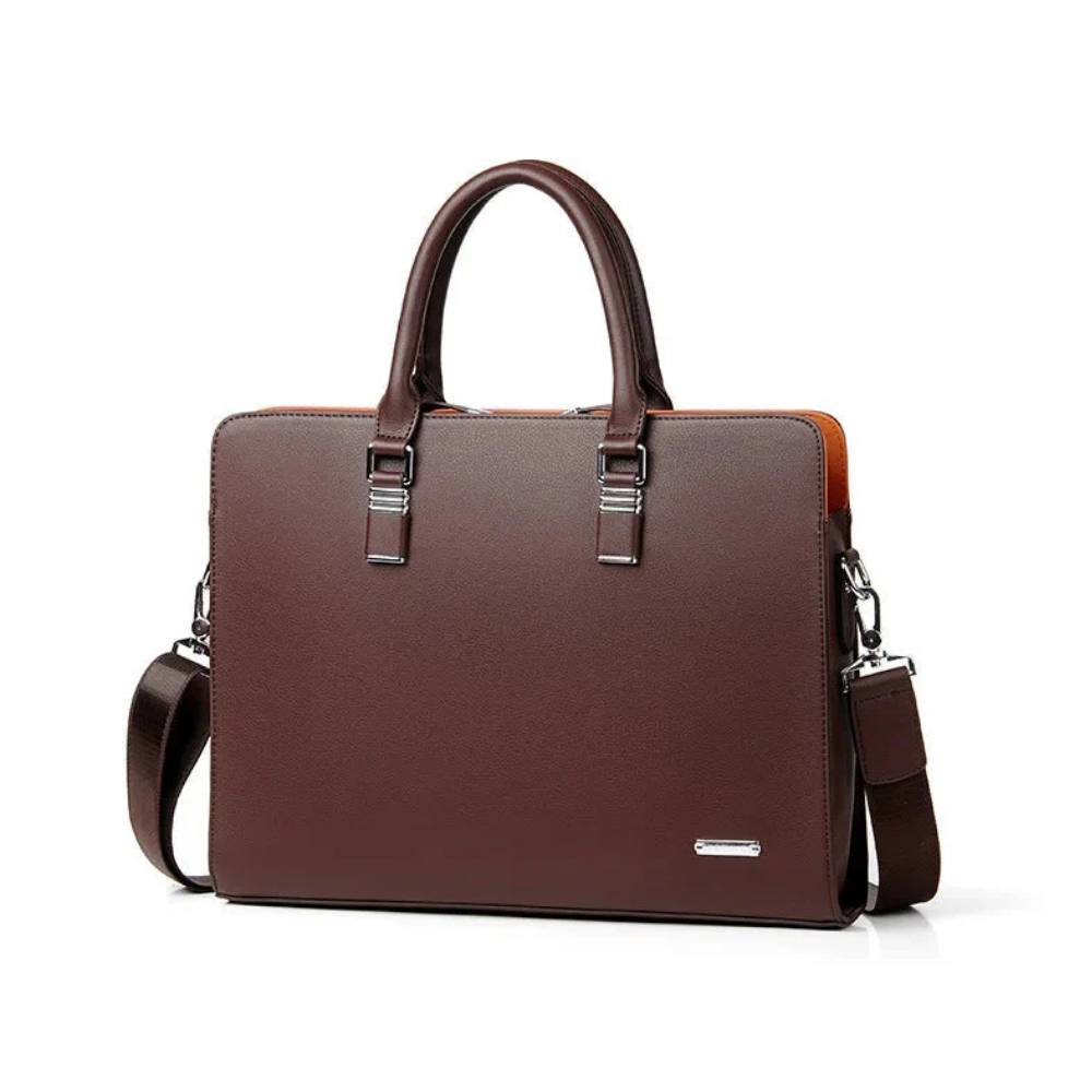 Elegant Leather Briefcase for 14-15 Inch Laptops with Adjustable Strap