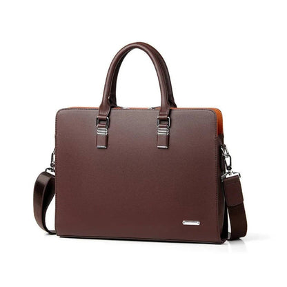 Elegant Leather Briefcase for 14-15 Inch Laptops with Adjustable Strap