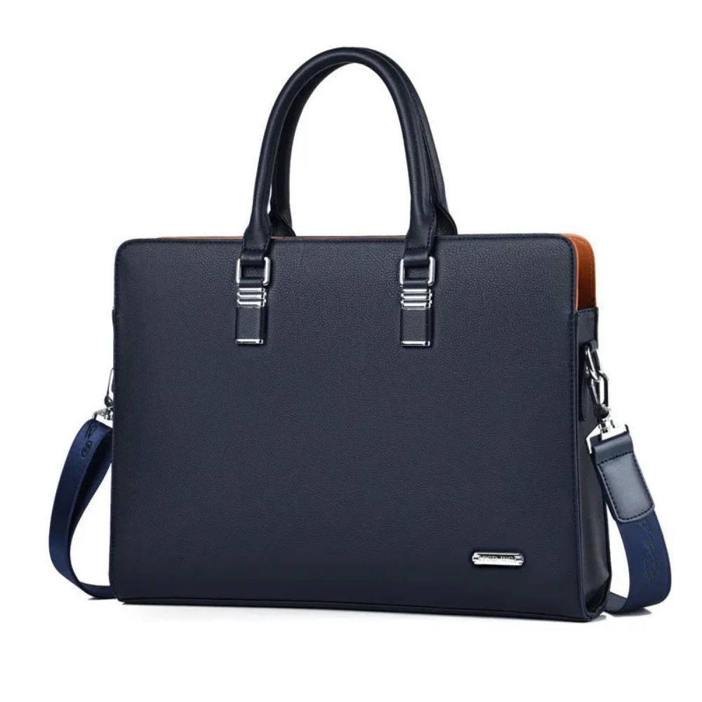 Elegant Leather Briefcase for 14-15 Inch Laptops with Adjustable Strap