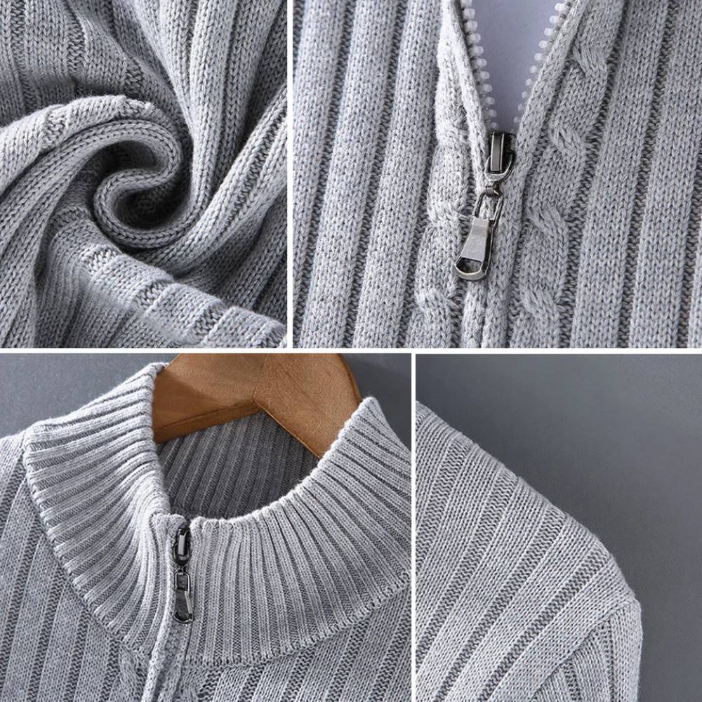Men's Sleek Knit Cardigan with Zip Closure for Effortless Style