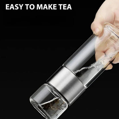 Sleek Portable Glass Beverage Bottle with Infuser for Healthy Sips