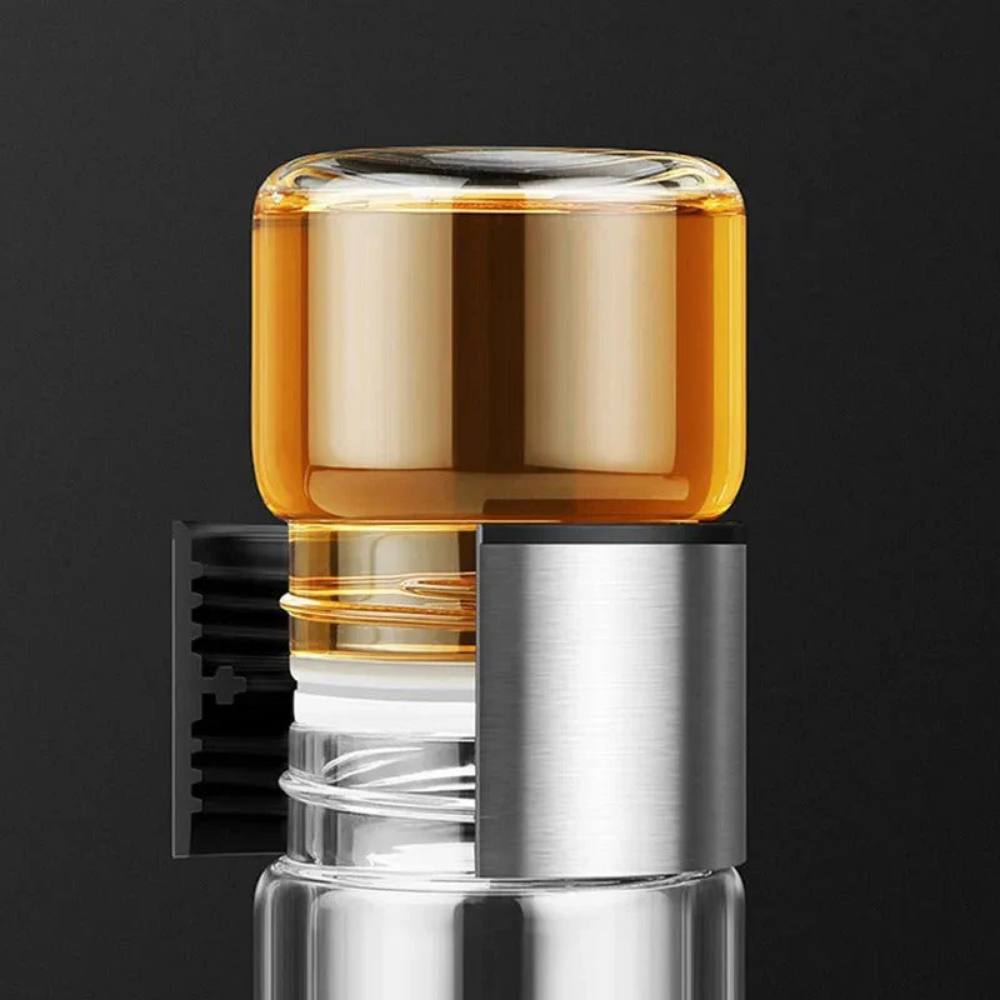 Sleek Portable Glass Beverage Bottle with Infuser for Healthy Sips