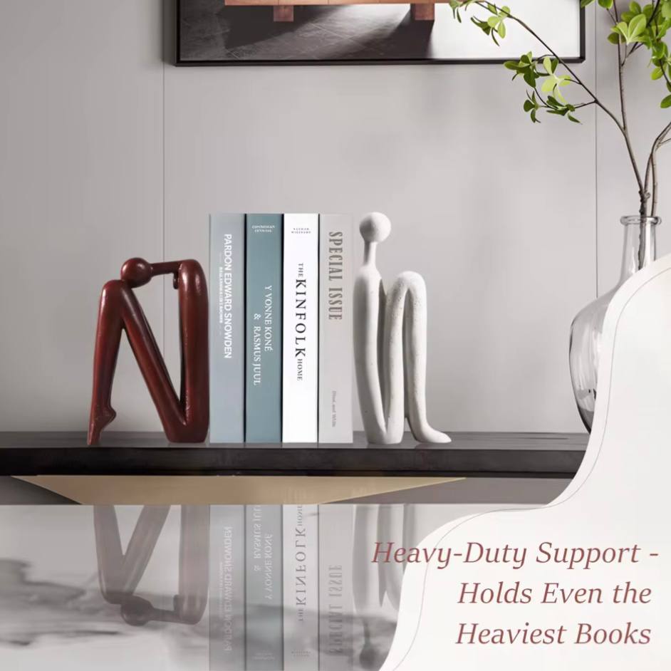 Stylish Polyresin Book Supports for Home and Office - 2 Pack