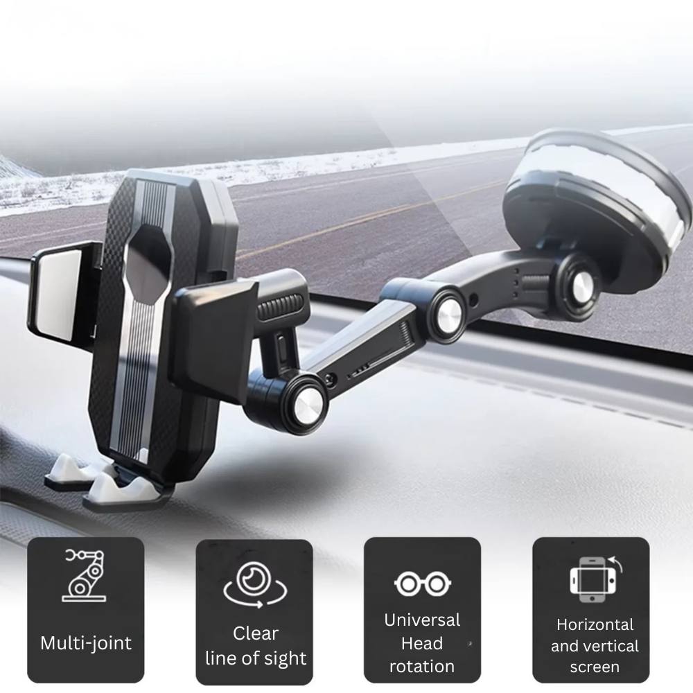 Versatile Car Smartphone Holder with Strong Grip and 360° View