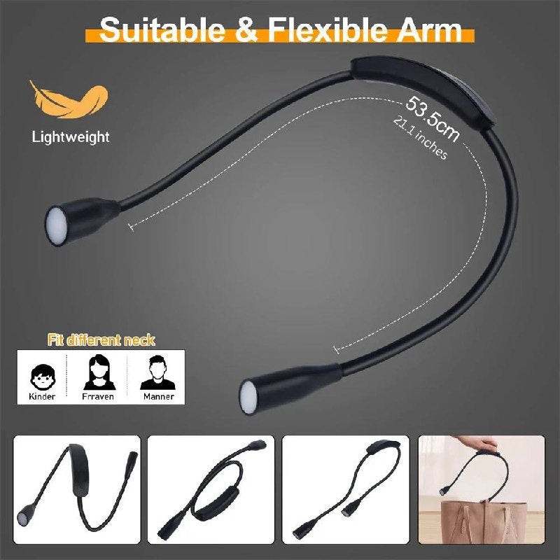 Ergonomic USB Rechargeable LED Neck Light for Hands-Free Use