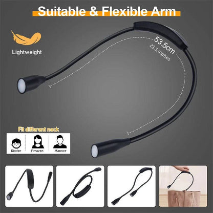 Ergonomic USB Rechargeable LED Neck Light for Hands-Free Use