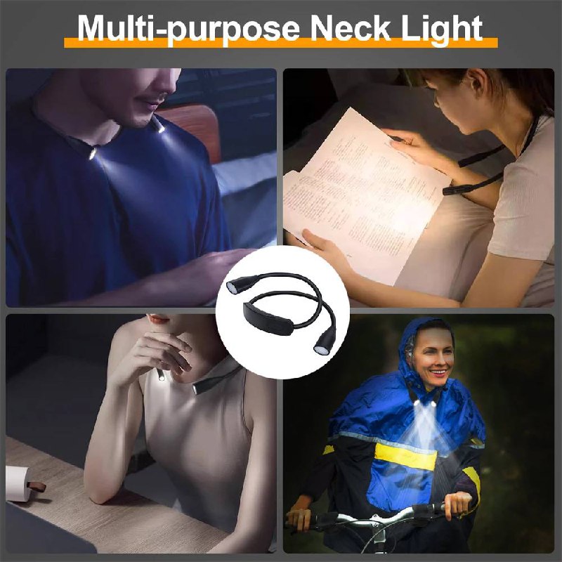 Ergonomic USB Rechargeable LED Neck Light for Hands-Free Use