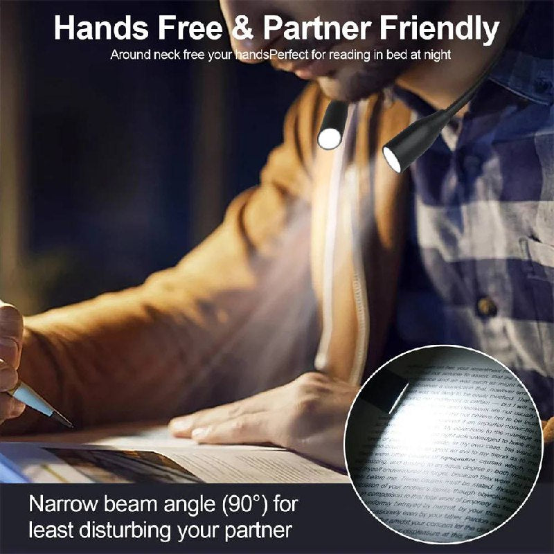 Ergonomic USB Rechargeable LED Neck Light for Hands-Free Use