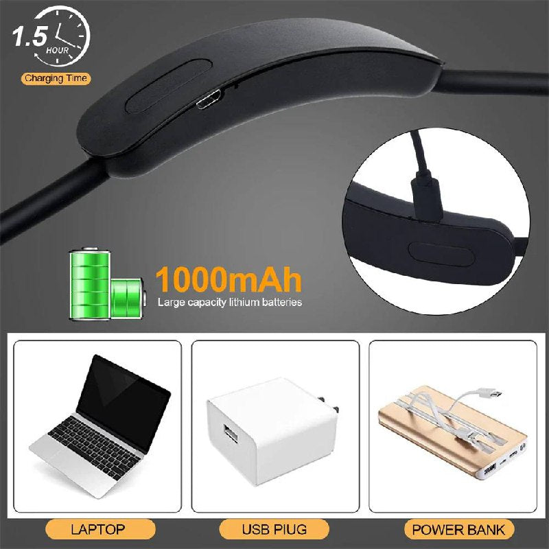 Ergonomic USB Rechargeable LED Neck Light for Hands-Free Use