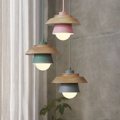 Natural Wood Pendant Lamp, Cozy Modern Hanging Fixture