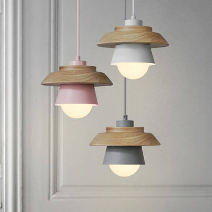 Natural Wood Pendant Lamp, Cozy Modern Hanging Fixture