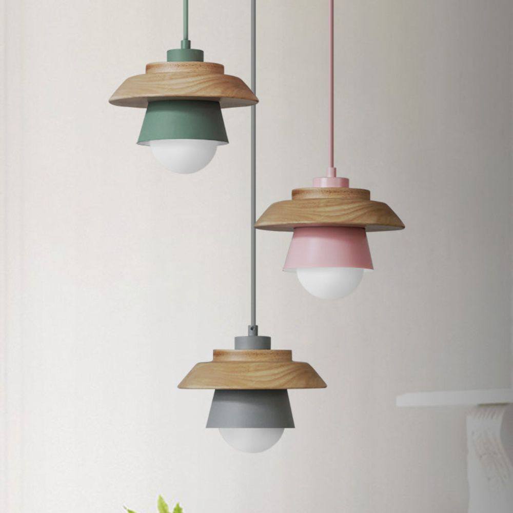 Natural Wood Pendant Lamp, Cozy Modern Hanging Fixture