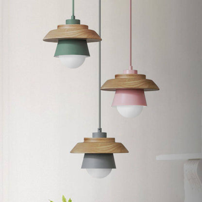 Natural Wood Pendant Lamp, Cozy Modern Hanging Fixture