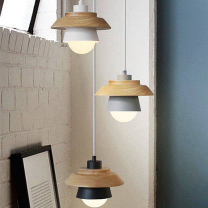Natural Wood Pendant Lamp, Cozy Modern Hanging Fixture