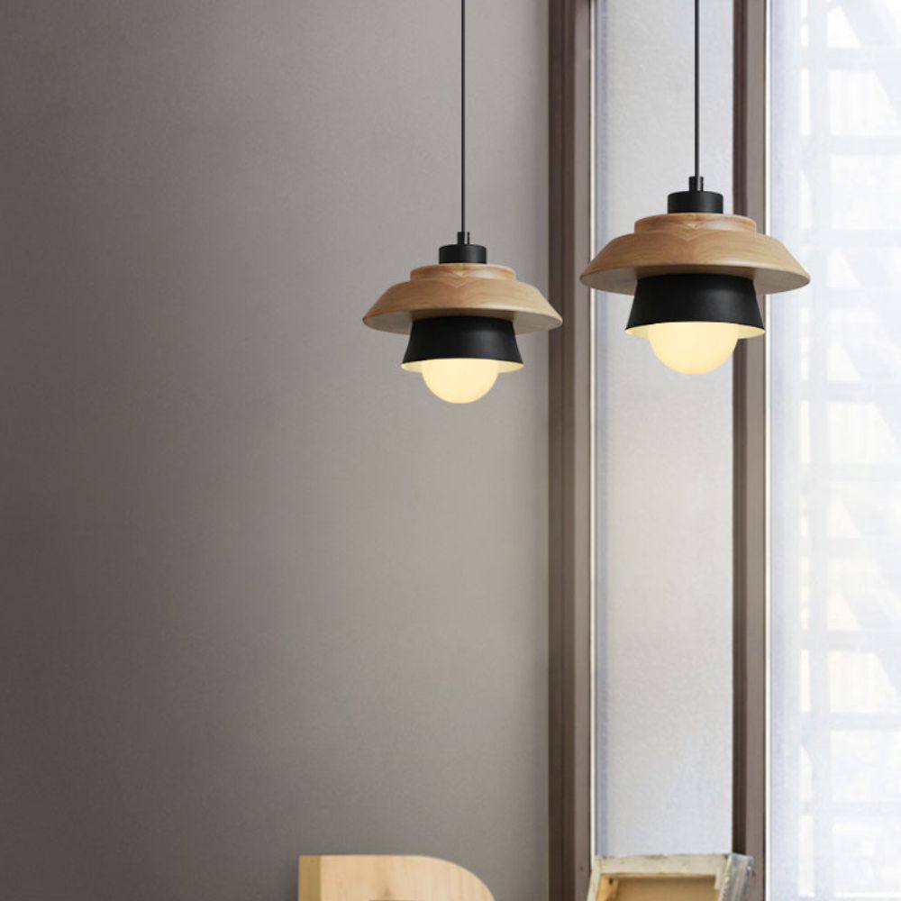 Natural Wood Pendant Lamp, Cozy Modern Hanging Fixture
