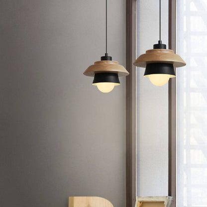 Natural Wood Pendant Lamp, Cozy Modern Hanging Fixture