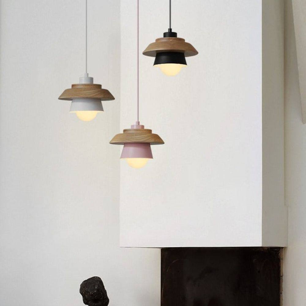 Natural Wood Pendant Lamp, Cozy Modern Hanging Fixture