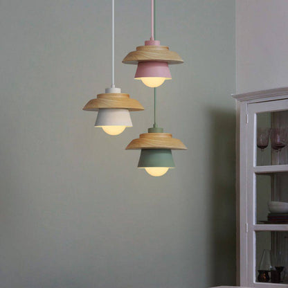 Natural Wood Pendant Lamp, Cozy Modern Hanging Fixture