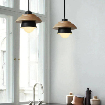 Natural Wood Pendant Lamp, Cozy Modern Hanging Fixture