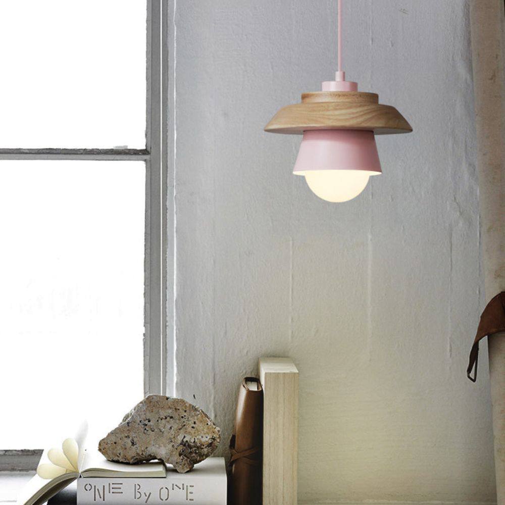 Natural Wood Pendant Lamp, Cozy Modern Hanging Fixture