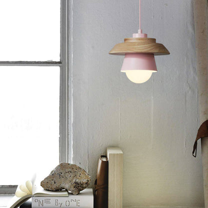 Natural Wood Pendant Lamp, Cozy Modern Hanging Fixture