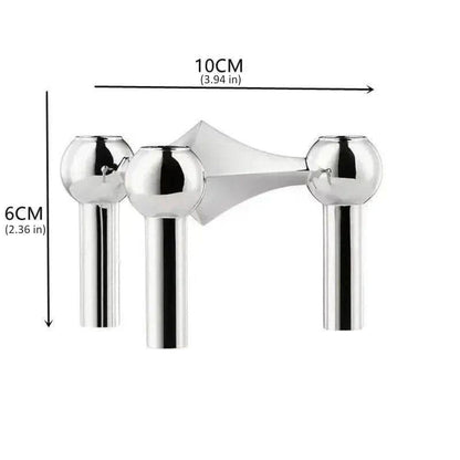 Sleek Geometric Candle Stand - Elegant Silver Centerpiece