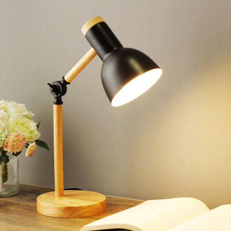 Versatile Touch-Controlled Wooden LED Lamp with Adjustable Arm