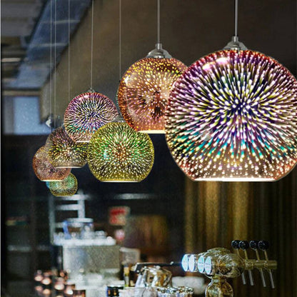 Dynamic 3D Glass Pendant Light with Vibrant Color Display