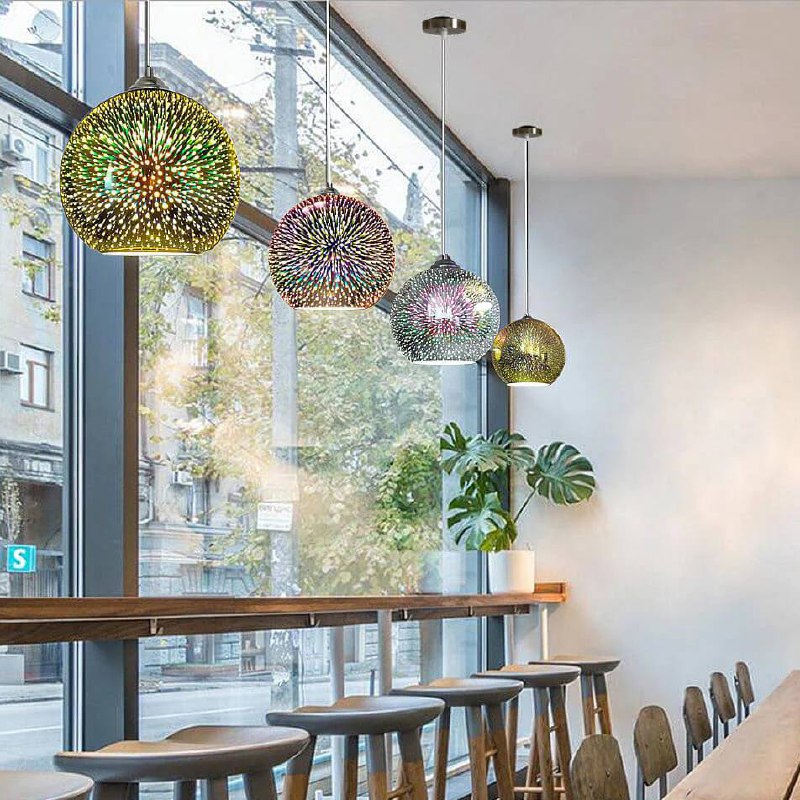 Dynamic 3D Glass Pendant Light with Vibrant Color Display
