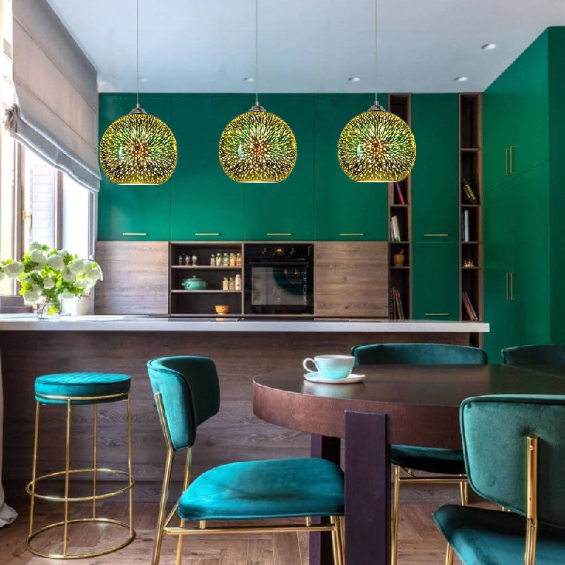 Dynamic 3D Glass Pendant Light with Vibrant Color Display