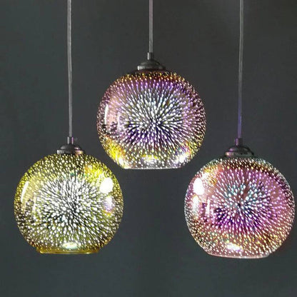 Dynamic 3D Glass Pendant Light with Vibrant Color Display