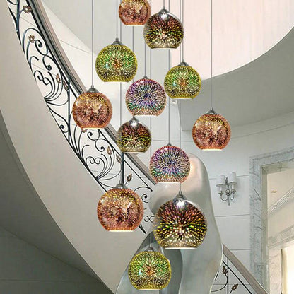 Dynamic 3D Glass Pendant Light with Vibrant Color Display