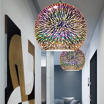 Dynamic 3D Glass Pendant Light with Vibrant Color Display