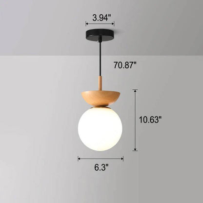 Elegant Wood-Accent Glass Ceiling Light Fixture
